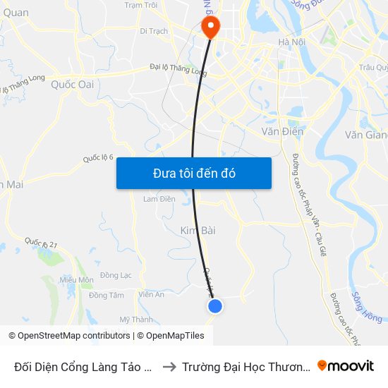 Đối Diện Cổng Làng Tảo Dương to Trường Đại Học Thương Mại map