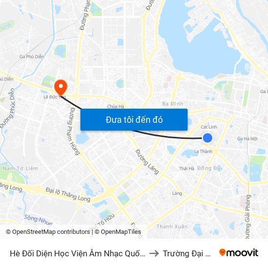 Hè Đối Diện Học Viện Âm Nhạc Quốc Gia Việt Nam - Qua Ngõ Quan Thổ 1 to Trường Đại Học Thương Mại map