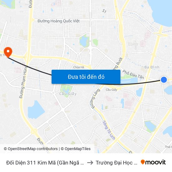 Đối Diện 311 Kim Mã (Gần Ngã 4 Kim Mã - Vạn Bảo) to Trường Đại Học Thương Mại map