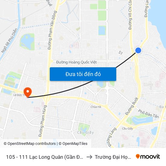 105 - 111 Lạc Long Quân (Gần Đối Diện Ngã 3 Thụy Khuê) to Trường Đại Học Thương Mại map