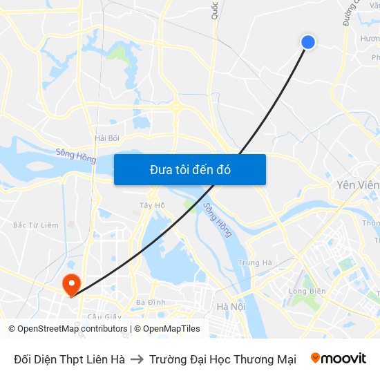 Đối Diện Thpt Liên Hà to Trường Đại Học Thương Mại map