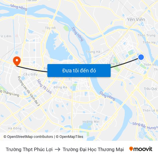 Trường Thpt Phúc Lợi to Trường Đại Học Thương Mại map