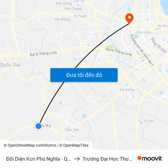 Đối Diện Kcn Phú Nghĩa - Quốc Lộ 6 to Trường Đại Học Thương Mại map