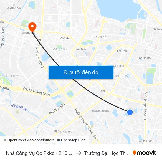 Nhà Công Vụ Qc Pkkq - 210 Lê Trọng Tấn to Trường Đại Học Thương Mại map