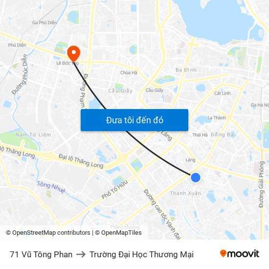 71 Vũ Tông Phan to Trường Đại Học Thương Mại map