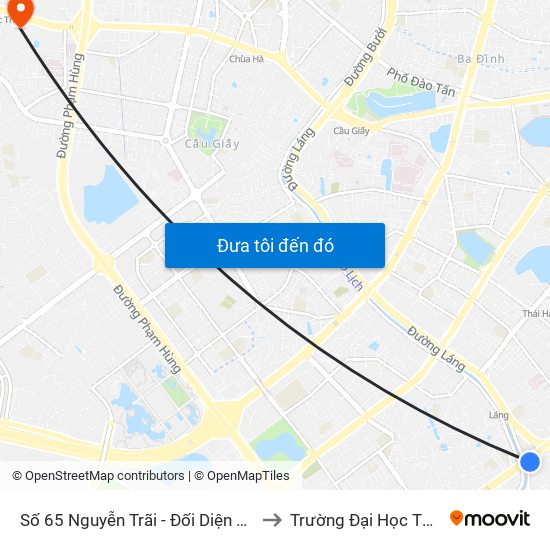 Số 65 Nguyễn Trãi - Đối Diện Chợ Ngã Tư Sở to Trường Đại Học Thương Mại map