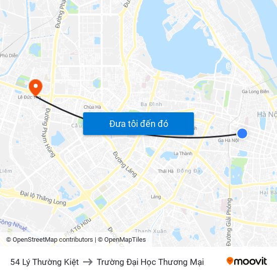 54 Lý Thường Kiệt to Trường Đại Học Thương Mại map