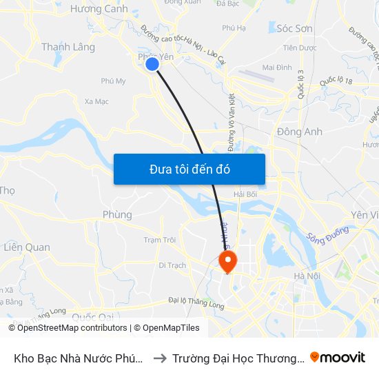 Kho Bạc Nhà Nước Phúc Yên to Trường Đại Học Thương Mại map