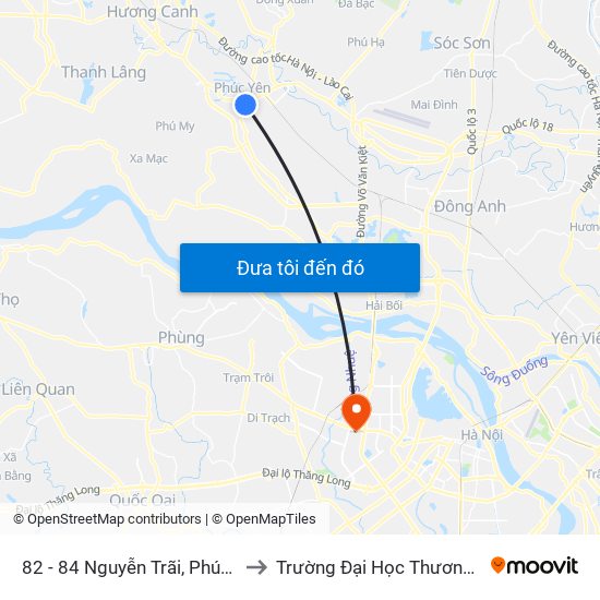 82 - 84 Nguyễn Trãi, Phúc Yên to Trường Đại Học Thương Mại map