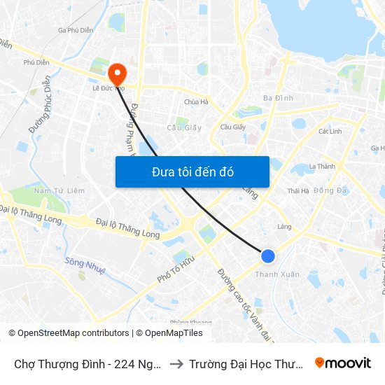 Chợ Thượng Đình - 224 Nguyễn Trãi to Trường Đại Học Thương Mại map