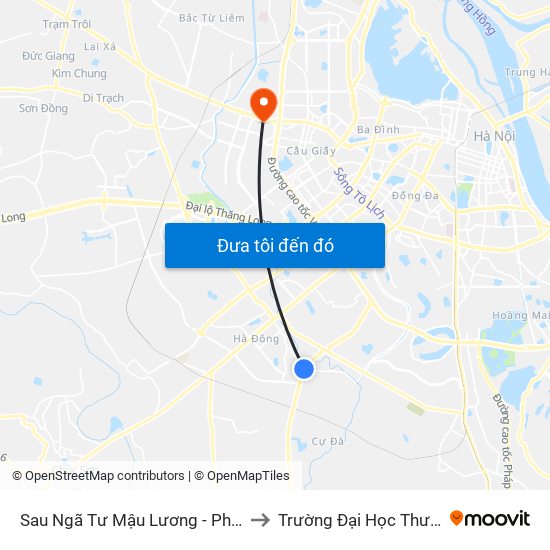 Sau Ngã Tư Mậu Lương - Phúc La 50m to Trường Đại Học Thương Mại map