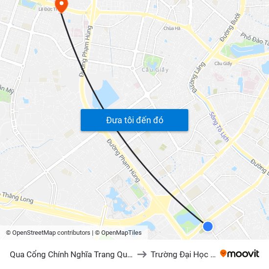 Qua Cổng Chính Nghĩa Trang Quán Dền - Nguyễn Tuân to Trường Đại Học Thương Mại map