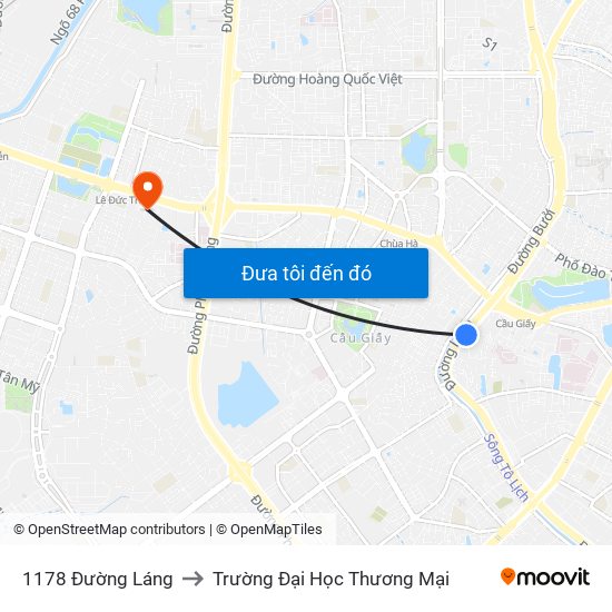 1178 Đường Láng to Trường Đại Học Thương Mại map