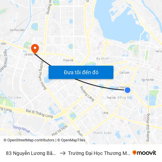 83 Nguyễn Lương Bằng to Trường Đại Học Thương Mại map