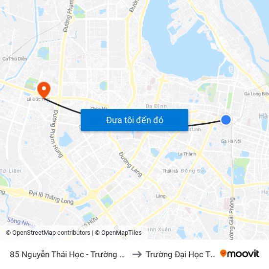 85 Nguyễn Thái Học - Trường Th Lý Thường Kiệt to Trường Đại Học Thương Mại map
