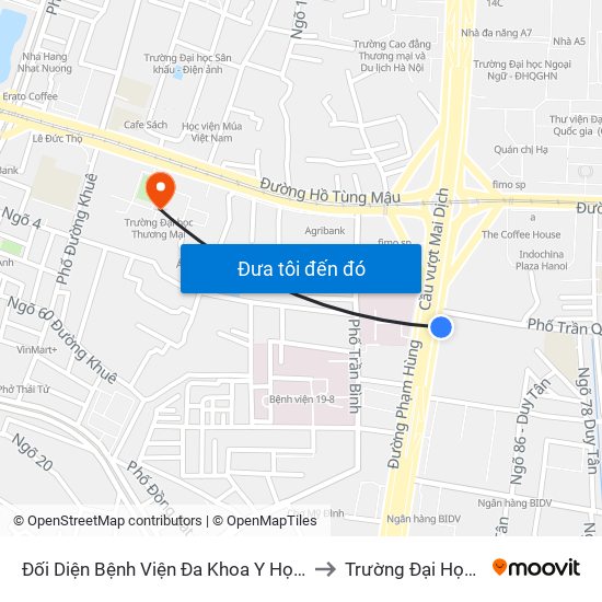 Nhà Máy Nước Mai Dịch - Phạm Hùng to Trường Đại Học Thương Mại map