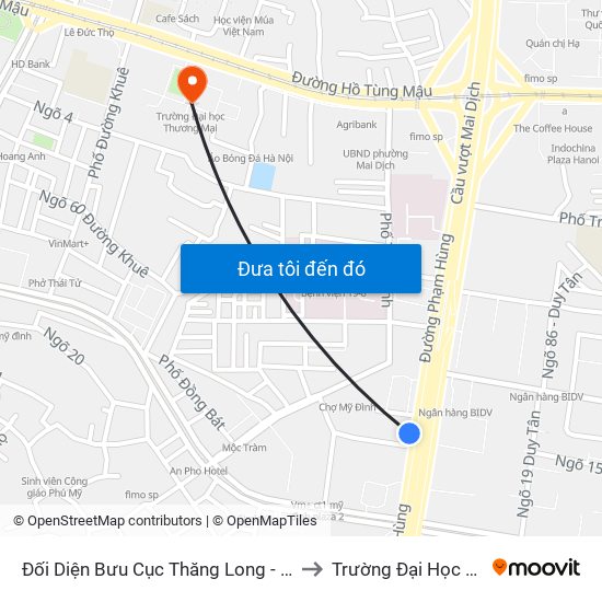 Đối Diện Bưu Cục Thăng Long - Đường Phạm Hùng to Trường Đại Học Thương Mại map