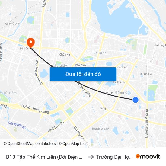 B10 Tập Thể Kim Liên (Đối Diện Ngõ 46b Phạm Ngọc Thạch) to Trường Đại Học Thương Mại map