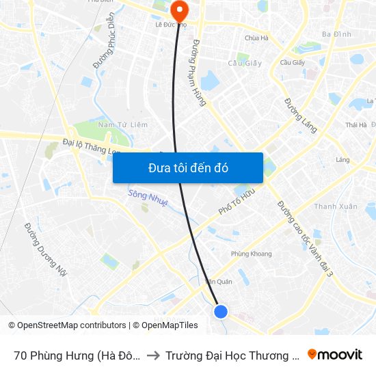 70 Phùng Hưng (Hà Đông) to Trường Đại Học Thương Mại map