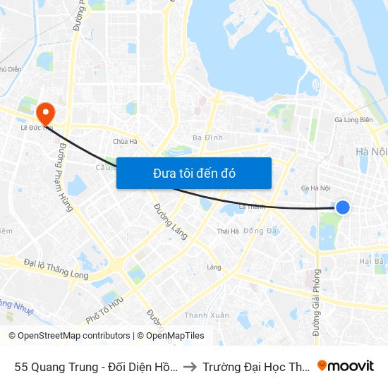 55 Quang Trung - Đối Diện Hồ Thiền Quang to Trường Đại Học Thương Mại map