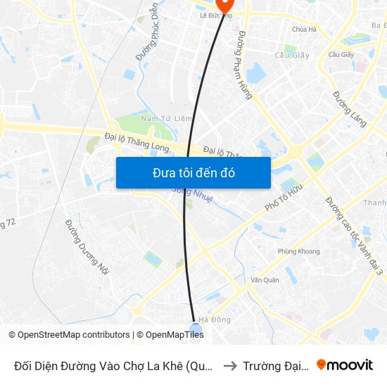 Đối Diện Đường Vào Chợ La Khê (Qua Ga Metro La Khê) - 405 Quang Trung (Hà Đông) to Trường Đại Học Thương Mại map