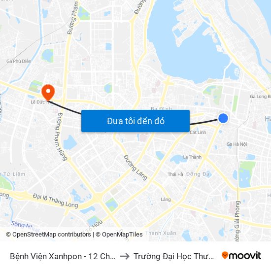 Bệnh Viện Xanhpon - 12 Chu Văn An to Trường Đại Học Thương Mại map