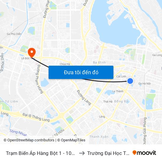 Trạm Biến Áp Hàng Bột 1 - 107 Tôn Đức Thắng to Trường Đại Học Thương Mại map