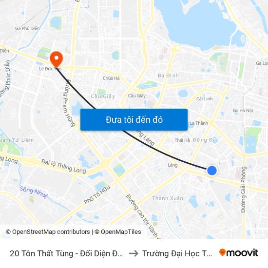 20 Tôn Thất Tùng - Đối Diện Đại Học Y Hà Nội to Trường Đại Học Thương Mại map