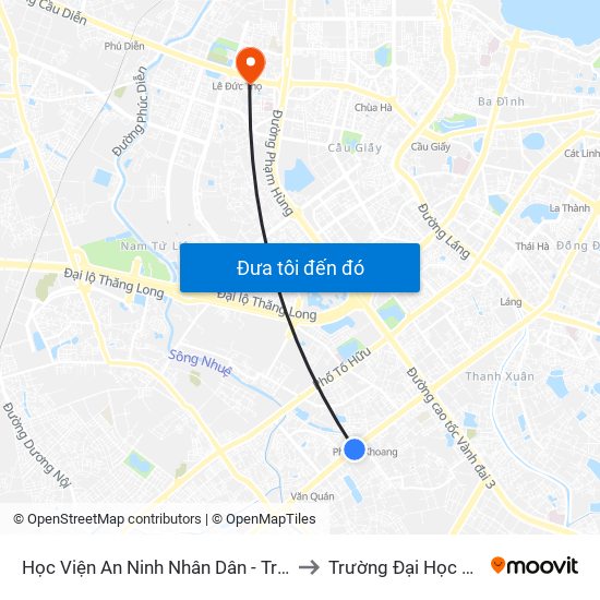 Học Viện An Ninh Nhân Dân - Trần Phú (Hà Đông ) to Trường Đại Học Thương Mại map