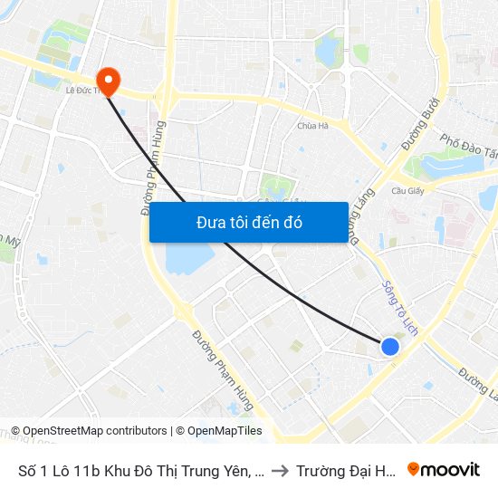 Số 1 Lô 11b Khu Đô Thị Trung Yên, Đường Trung Yên 10 - Trung Hòa to Trường Đại Học Thương Mại map