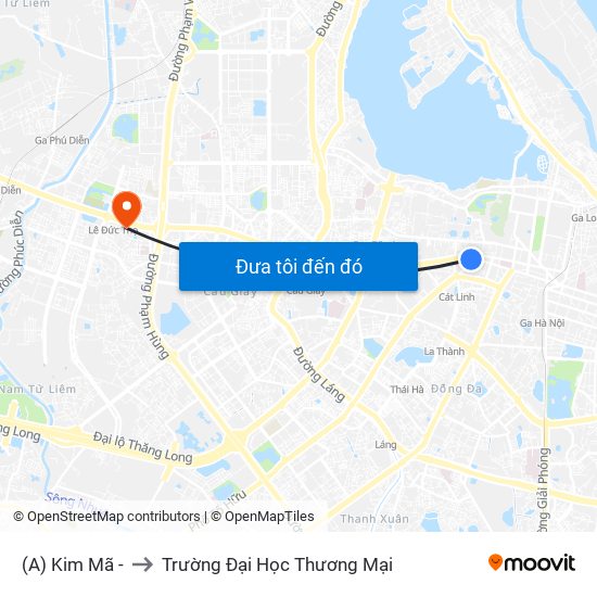 (A) Kim Mã - to Trường Đại Học Thương Mại map