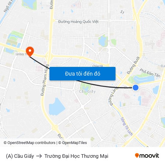 (A) Cầu Giấy to Trường Đại Học Thương Mại map