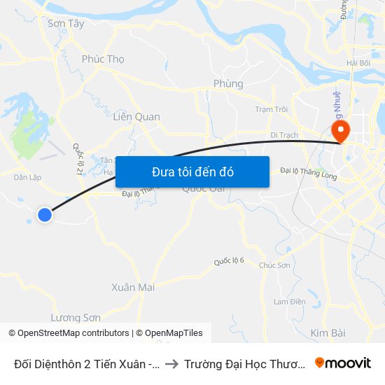 Đối Diệnthôn 2 Tiến Xuân - Dt446 to Trường Đại Học Thương Mại map