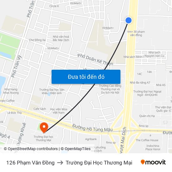 126 Phạm Văn Đồng to Trường Đại Học Thương Mại map