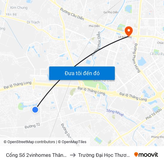 Cổng Số 2vinhomes Thăng Long to Trường Đại Học Thương Mại map