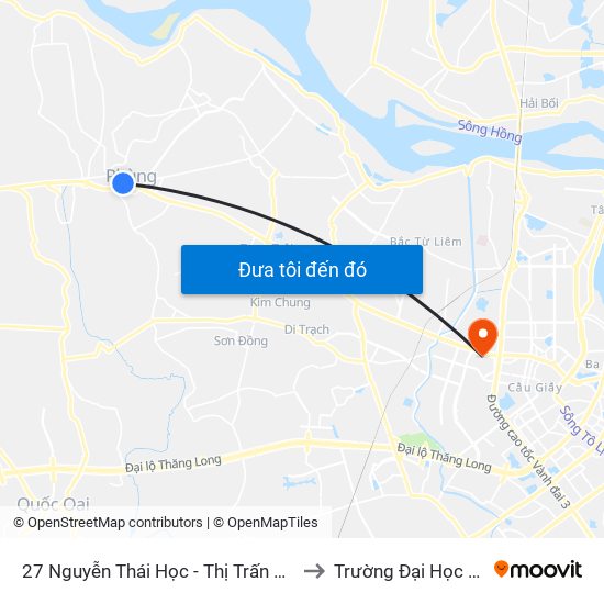 27 Nguyễn Thái Học - Thị Trấn Phùng - Đan Phượng to Trường Đại Học Thương Mại map