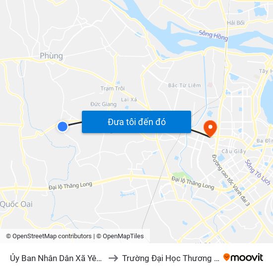 Ủy Ban Nhân Dân Xã Yên Sở to Trường Đại Học Thương Mại map