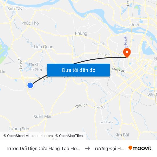 Trước Đối Diện Cửa Hàng Tạp Hóa Phương Tài - Thôn 7 - Phú Cát to Trường Đại Học Thương Mại map