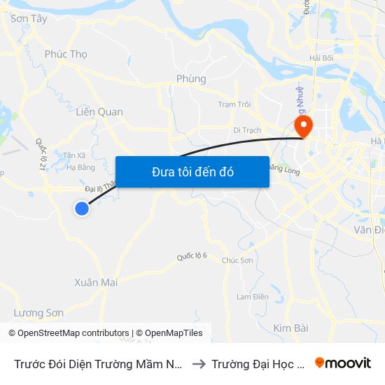 Trước Đói Diện Trường Mầm Non Xã Phú Cát 50m to Trường Đại Học Thương Mại map