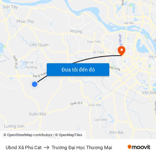 Ubnd Xã Phú Cát to Trường Đại Học Thương Mại map