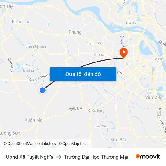 Ubnd Xã Tuyết Nghĩa to Trường Đại Học Thương Mại map