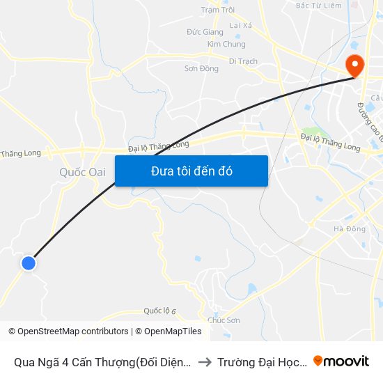 Qua Ngã 4 Cấn Thượng(Đối Diện Cổng Làng Phú Cường) to Trường Đại Học Thương Mại map