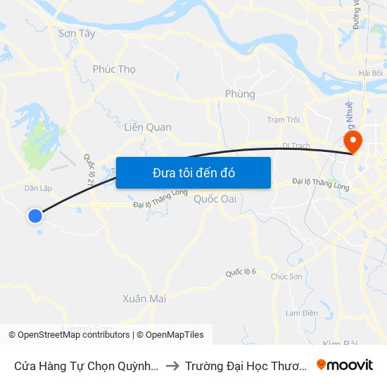 Cửa Hàng Tự Chọn Quỳnh Lương to Trường Đại Học Thương Mại map