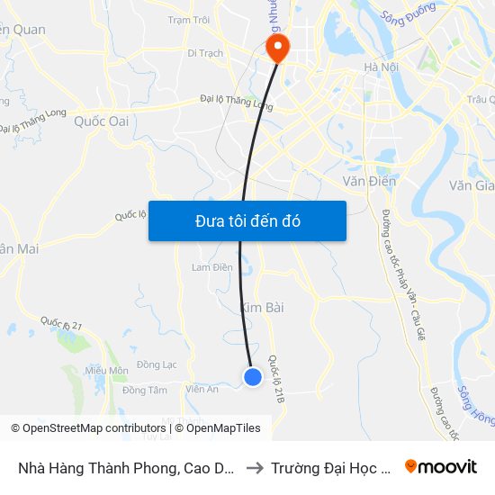 Nhà Hàng Thành Phong, Cao Dương - Tỉnh Lộ 429 to Trường Đại Học Thương Mại map