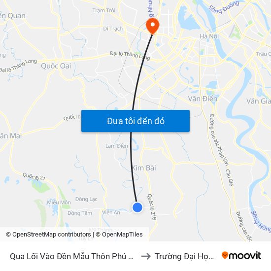 Qua Lối Vào Đền Mẫu Thôn Phú Khang 80m - Tỉnh Lộ 429 to Trường Đại Học Thương Mại map