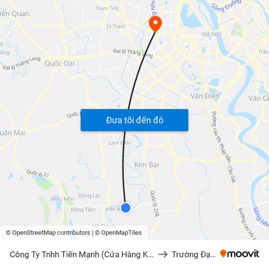 Công Ty Tnhh Tiến Mạnh (Cửa Hàng Kinh Doanh Tôn Tấm Lợp) Thôn Viên Ngoại - Tỉnh Lộ 429 to Trường Đại Học Thương Mại map