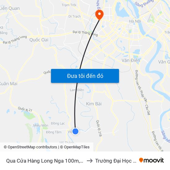 Qua Cửa Hàng Long Nga 100m, Viên An - Tỉnh Lộ 429 to Trường Đại Học Thương Mại map