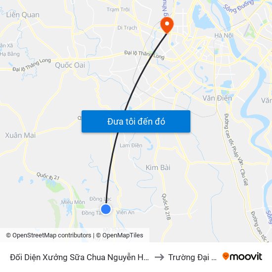 Đối Diện Xưởng Sữa Chua Nguyễn Huy Thôn Chân Chim, Phúc Lâm - Tỉnh Lộ 429 to Trường Đại Học Thương Mại map