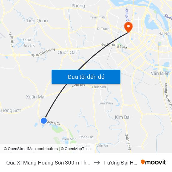 Qua XI Măng Hoàng Sơn 300m Thôn Nam Sơn - Đường Hồ Chí Minh to Trường Đại Học Thương Mại map
