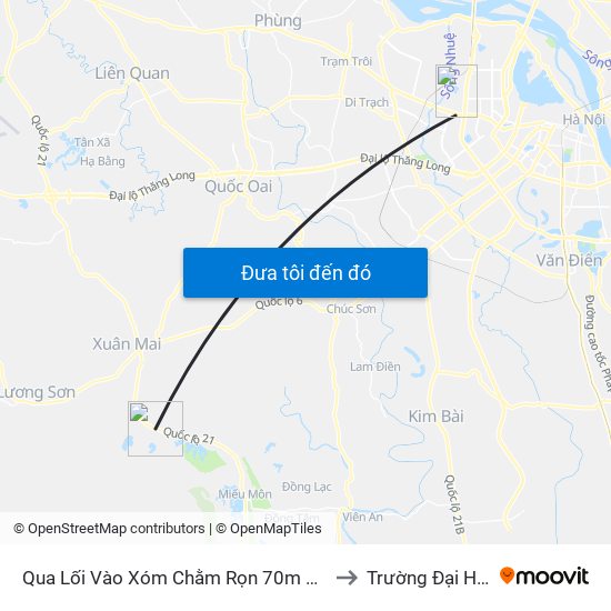 Qua Lối Vào Xóm Chằm Rọn 70m Thôn Nam Sơn - Đường Hồ Chí Minh to Trường Đại Học Thương Mại map